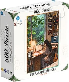 500 Parça Puzzle Retro Plaklar ve Kitap Kokulu Odam Anime