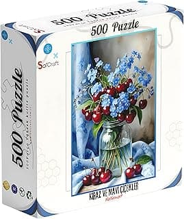 Kiraz ve Mavi Çiçekler, 500 Parça Puzzle