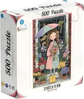 500 Parça Puzzle, Şemsiyeli Çiçekçi Kız Temalı