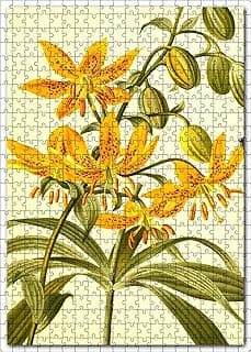 Cakatablo Retro Sarı Çiçek Şekilli Görsel 500 Parça Puzzle Yapboz MDF Ahşap