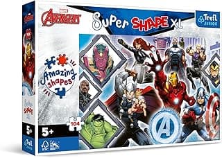 Trefl 50018 104 XL Süper Şekil Çılgın Şekil Yapbozlar Büyük Parçalar Masal Kahramanları İçeren Renkli Yapbozlar 5 Yaş ve Üzeri Çocuklar İçin Eğlence Marvel Yenilmezler Favori Yenilmezler