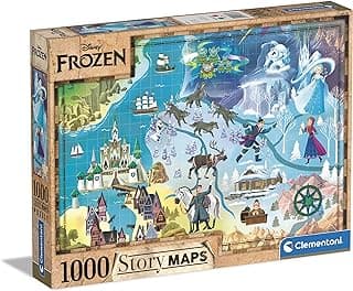 Clementoni - 39666 - Disney Maps Puzzle - Disney Frozen - 1000 parça